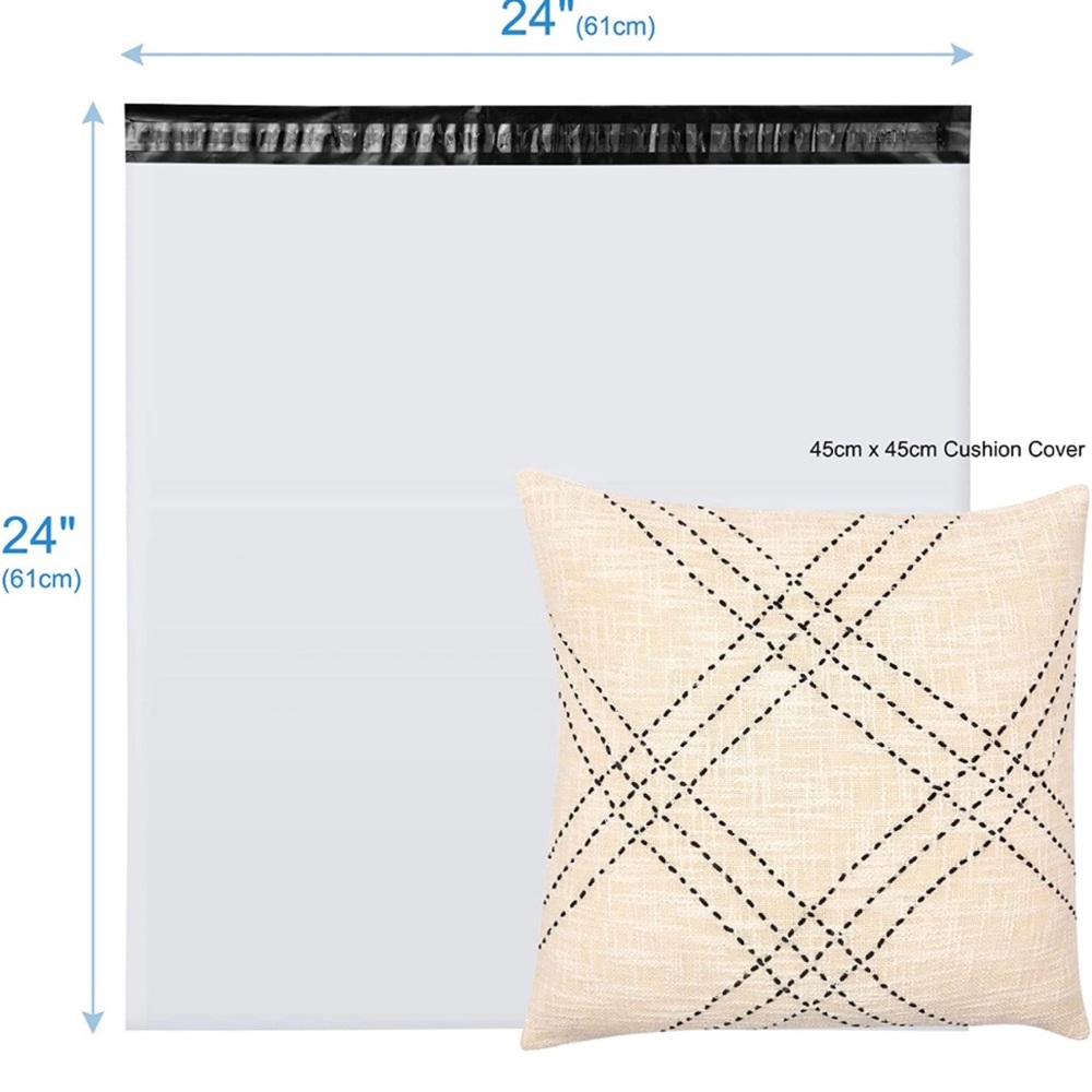 XXL 24×24 White Poly Mailers Shipping Bags - Set of 15 NEW - Picture 2 of 5